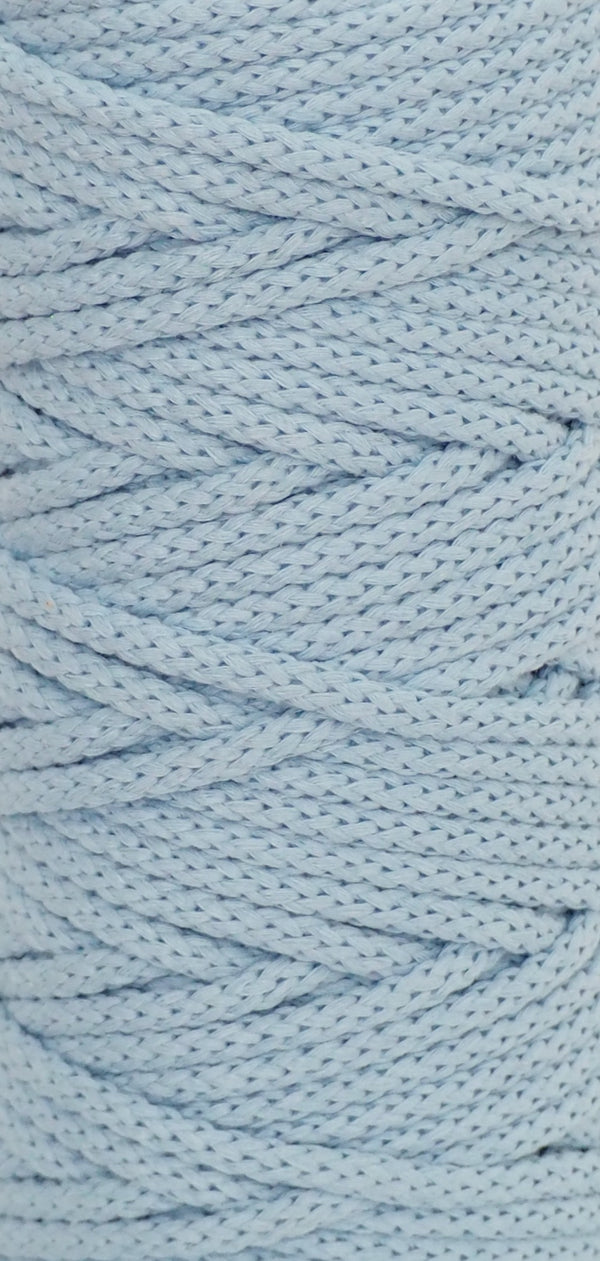 Cotton Braided Cord - 5mm - Baby Blue ♻️