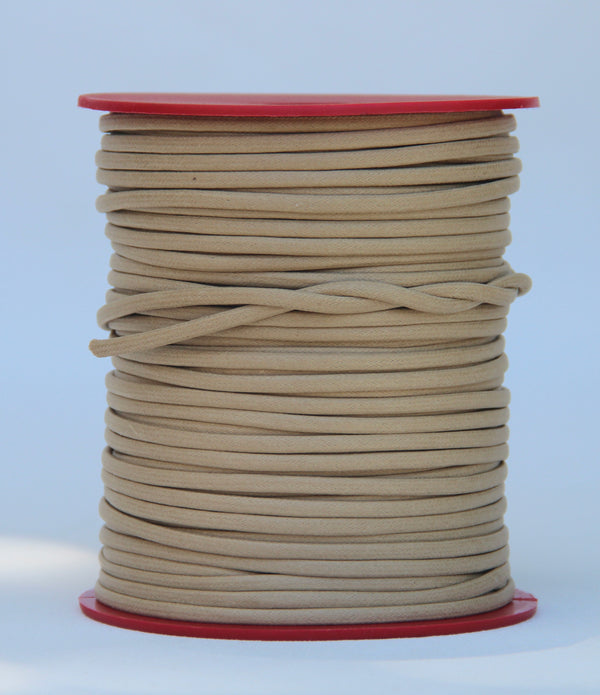 100% Natural Beeswax Flat Cotton Cord - 4mm - Beige