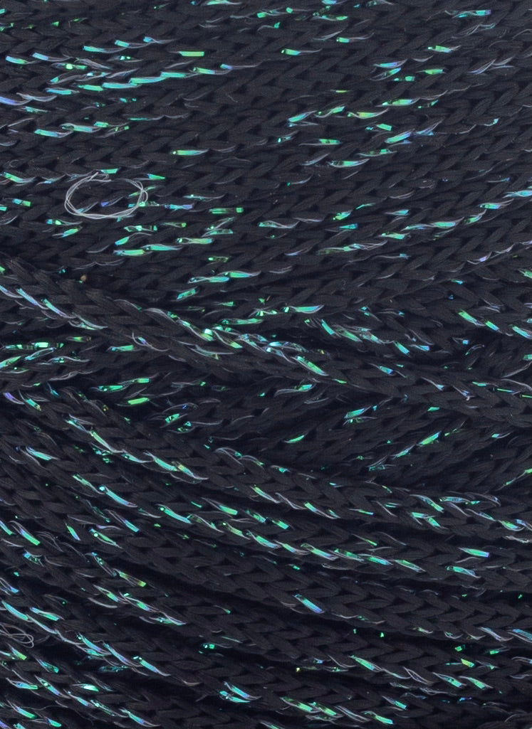 ✨  Outdoor Wonder Braided Cord - 2 mm - Black & Cyan