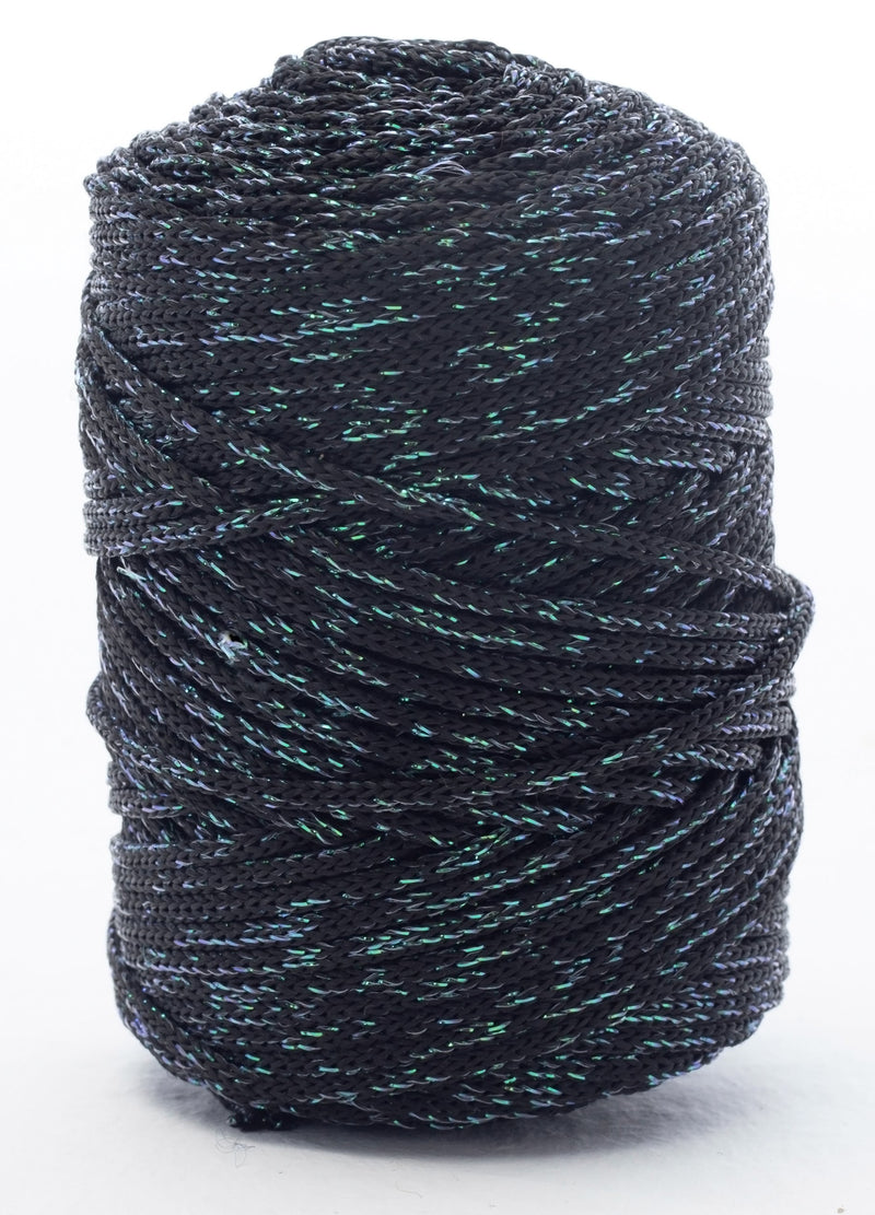 ✨  Outdoor Wonder Braided Cord - 2 mm - Black & Cyan