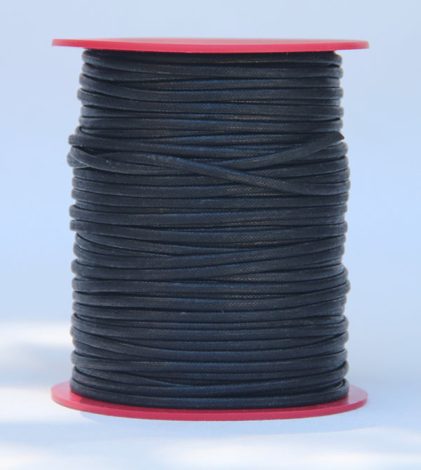 100% Natural Beeswax Flat Cotton Cord - 4mm - Blackest Black