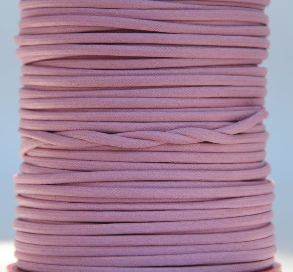 100% Natural Beeswax  Flat Cotton Cord - 4mm - Blush