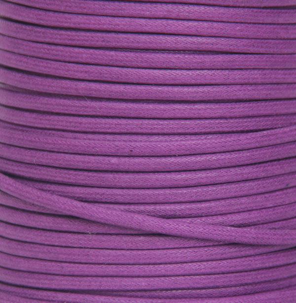 100% Natural Beeswax  Flat Cotton Cord - 4mm - Deep Violet