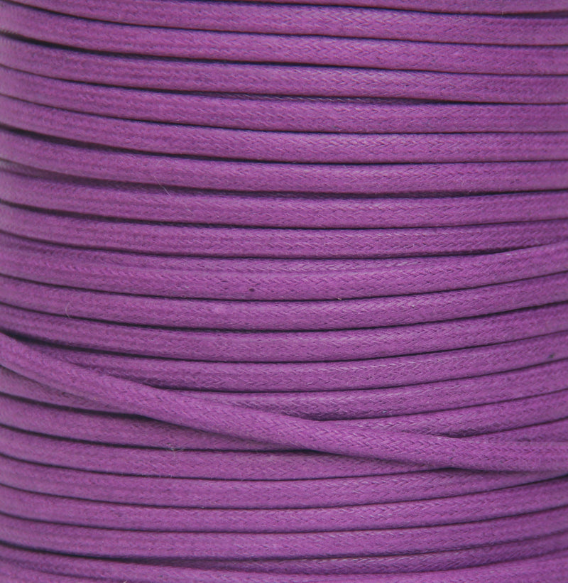 100% Natural Beeswax  Flat Cotton Cord - 4mm - Deep Violet