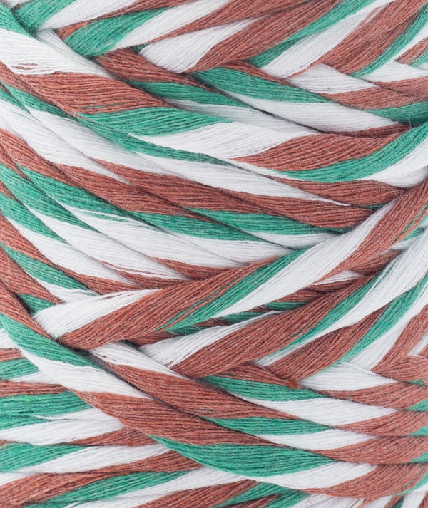 Multicolor Cotton Cord - Single Strand - 4 mm - Candy Cane ♻️