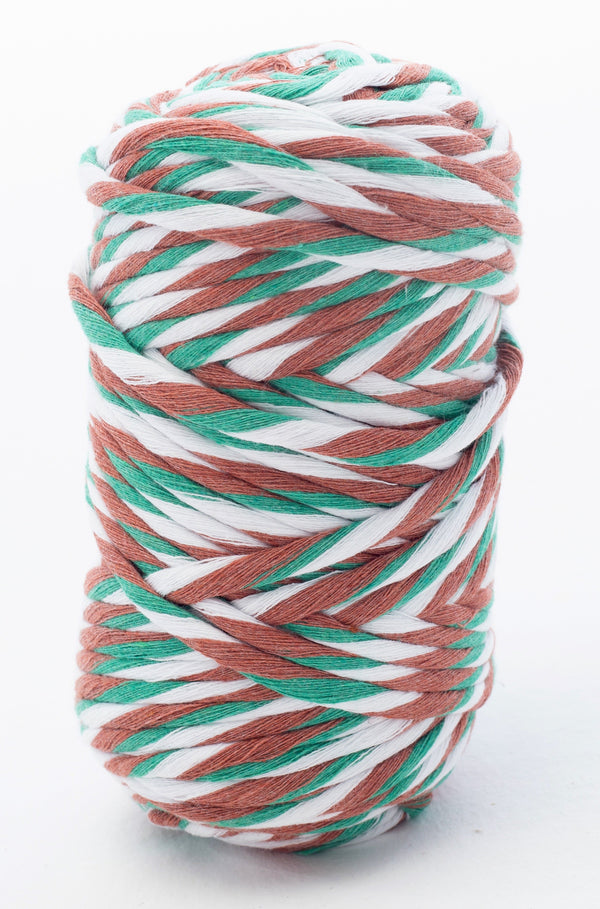 Multicolor Cotton Cord - Single Strand - 4 mm - Candy Cane ♻️