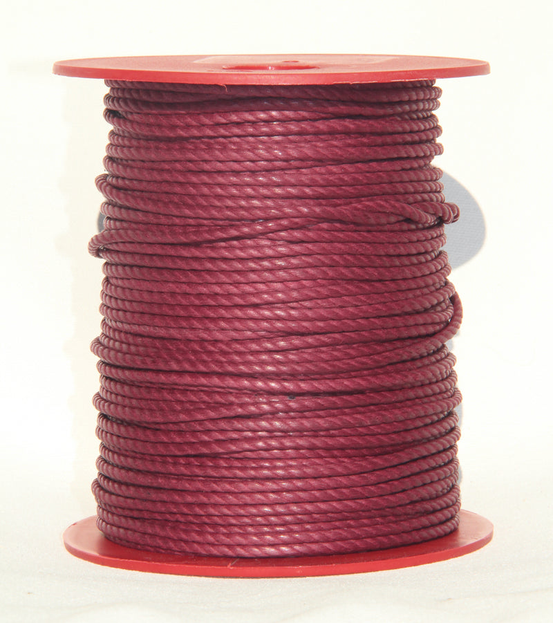 100% Natural Beeswax  Cotton Rope 3 ply - 3mm - Garnet