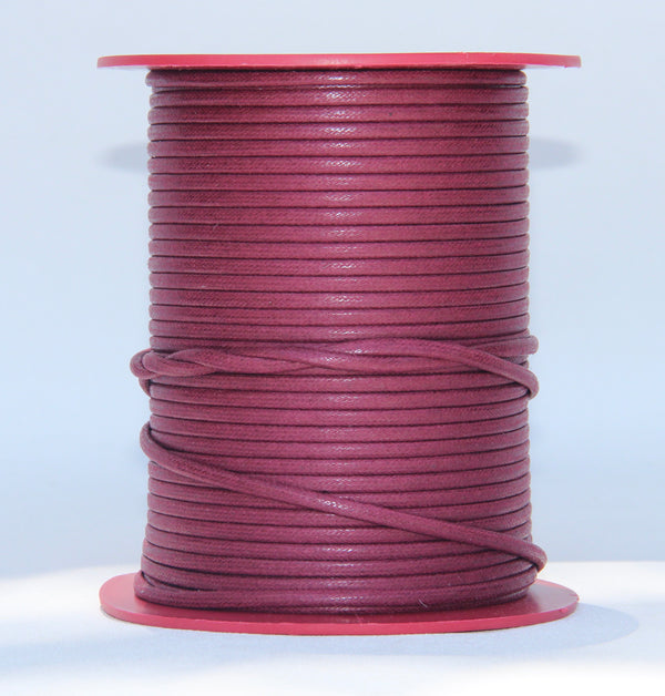 100% Natural Beeswax  Flat Cotton Cord - 4mm - Garnet