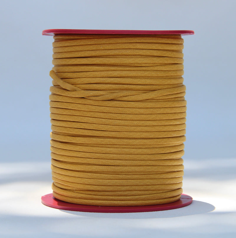 100% Natural Beeswax Flat Cotton Cord - 4mm - Ocher