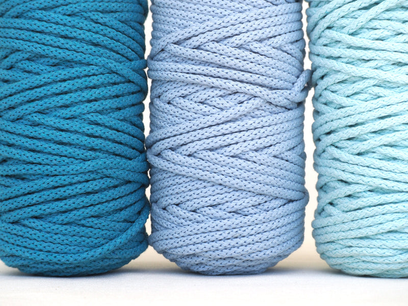 Cotton Braided Cord - 5mm - Blue Jay ♻️