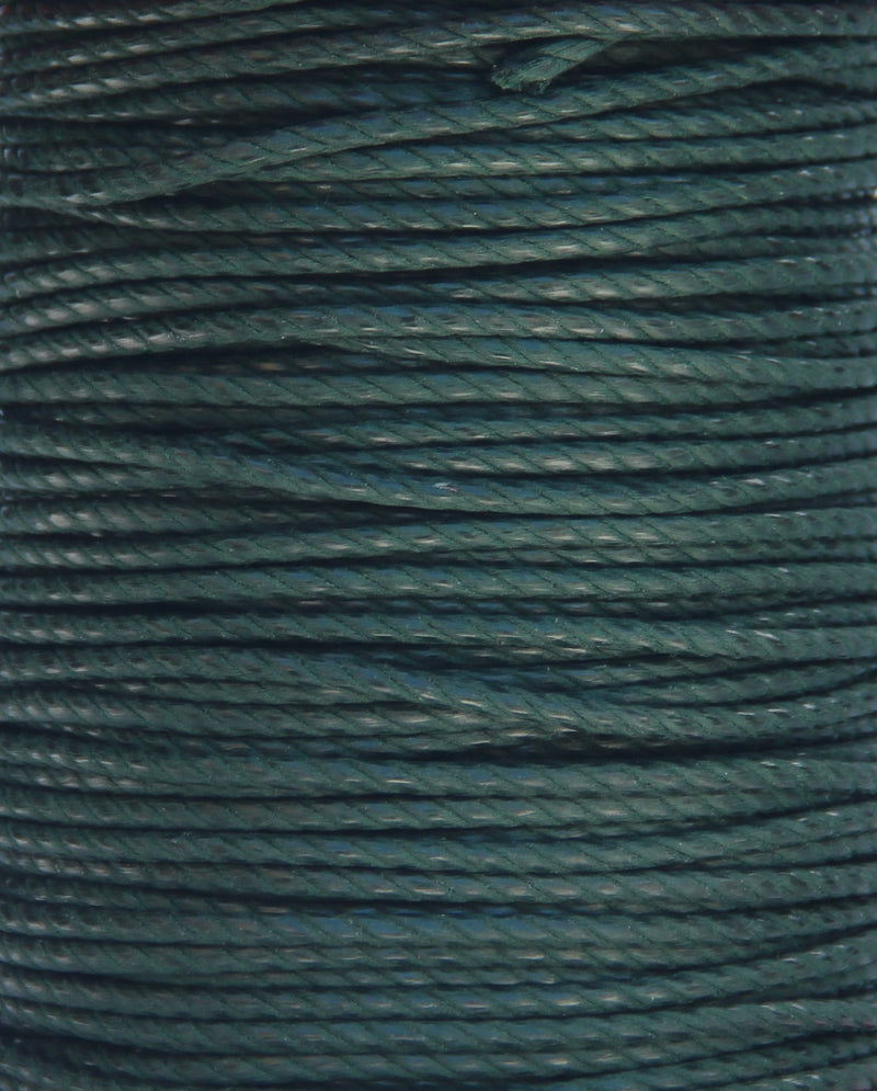 100% Natural Beeswax  Cotton Rope 3 ply - 3 mm - Pine Green