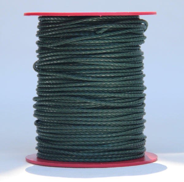 100% Natural Beeswax  Cotton Rope 3 ply - 3 mm - Pine Green