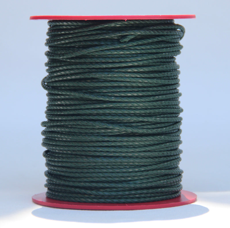 100% Natural Beeswax  Cotton Rope 3 ply - 3 mm - Pine Green