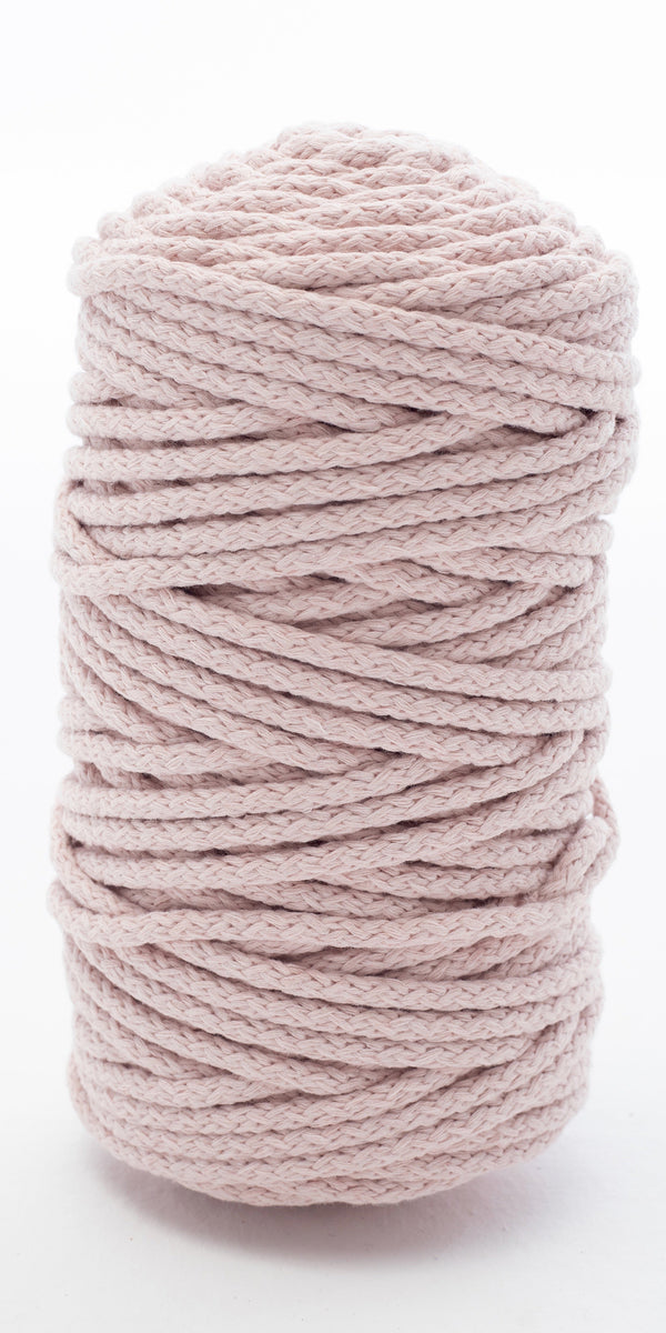 Cotton Braided Cord - 5mm - Powder Pink ♻️