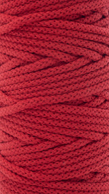 Cotton Braided Cord - 5mm - Red ♻️