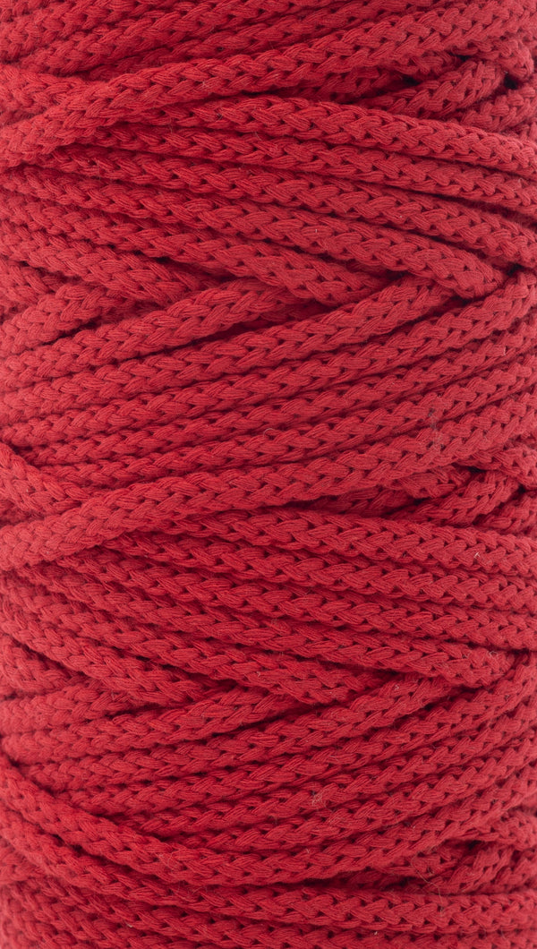 Cotton Braided Cord - 5mm - Red ♻️