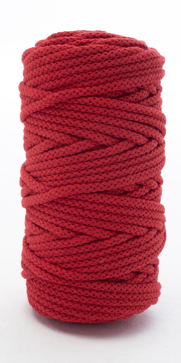 Cotton Braided Cord - 5mm - Red ♻️