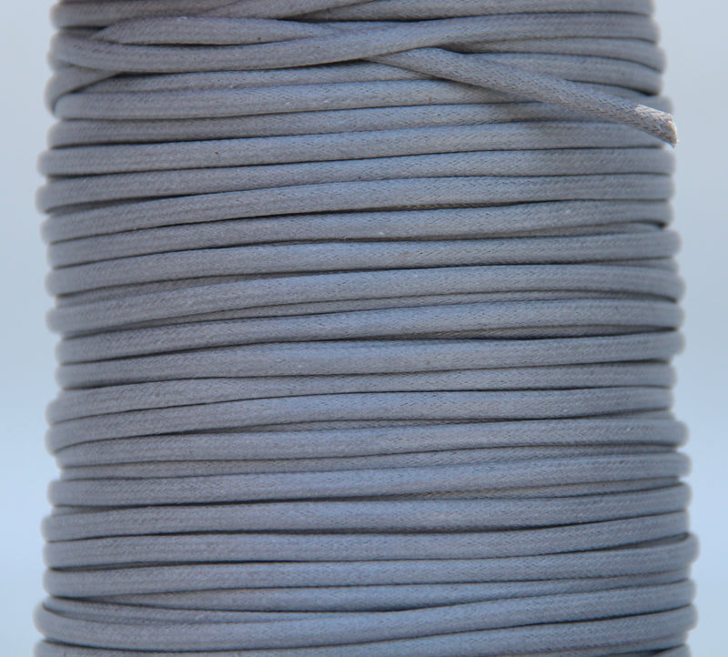 100% Natural Beeswax  Flat Cotton Cord - 4mm - Slate Gray