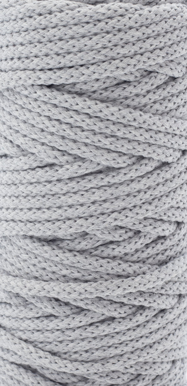 Cotton Braided Cord - 5mm - Soft Gray ♻️