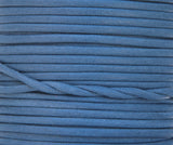 100% Natural Beeswax Flat Cotton Cord - 4mm - Steel Blue